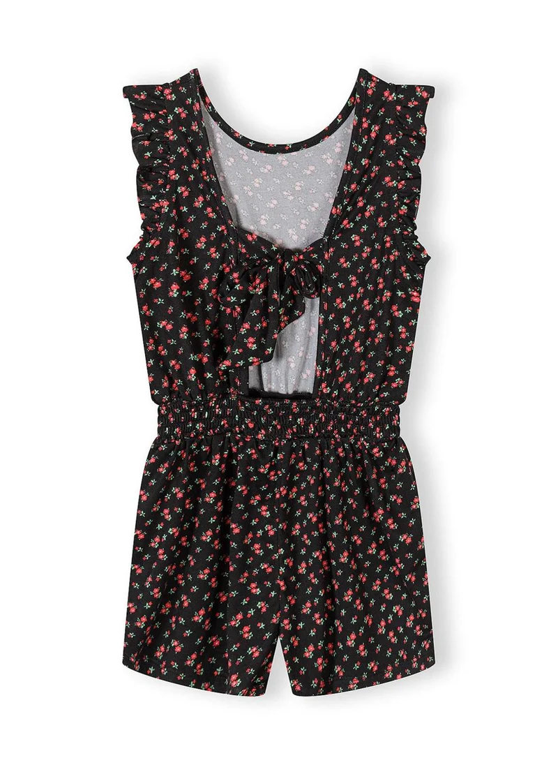 MINOTI Girls short jumpsuit black floral print